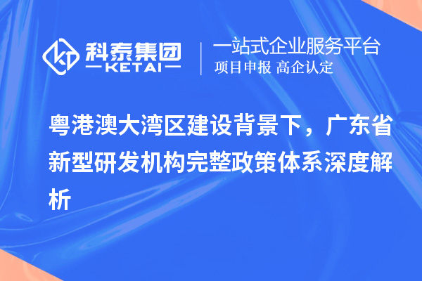 粤港澳大湾区建设背景下，广东省新型研发机构完整政策体系深度解析