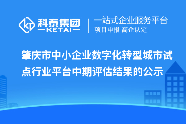 肇庆市中小企业数字化转型城市试点行业平台中期评估结果的公示