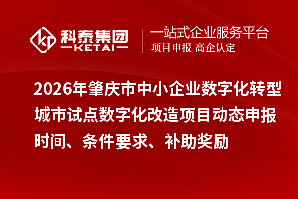 2026年肇庆市中小企业数字化转型城市试点数字化改造项目动态申报时间、条件要求、补助奖励