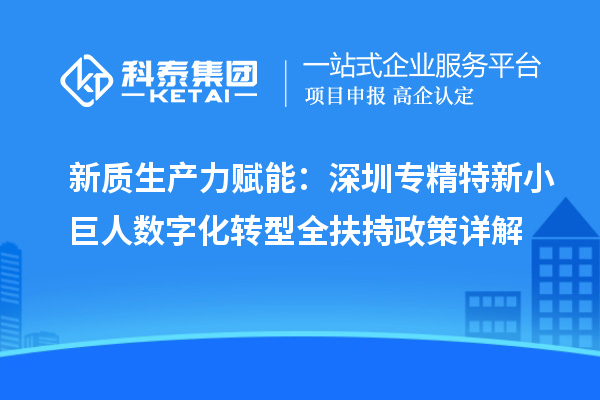 新质生产力赋能：深圳专精特新小巨人数字化转型全扶持政策详解