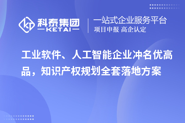 工业软件、人工智能企业冲名优高品，知识产权规划全套落地方案