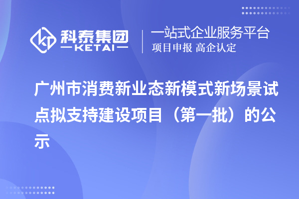 广州市消费新业态新模式新场景试点拟支持建设项目（第一批）的公示