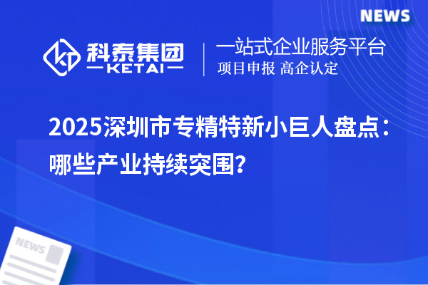2025 深圳市专精特新小巨人盘点：哪些产业持续突围？