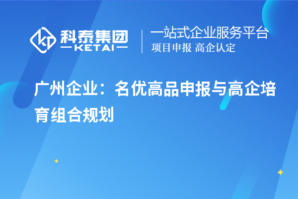 广州企业：名优高品申报与高企培育组合规划