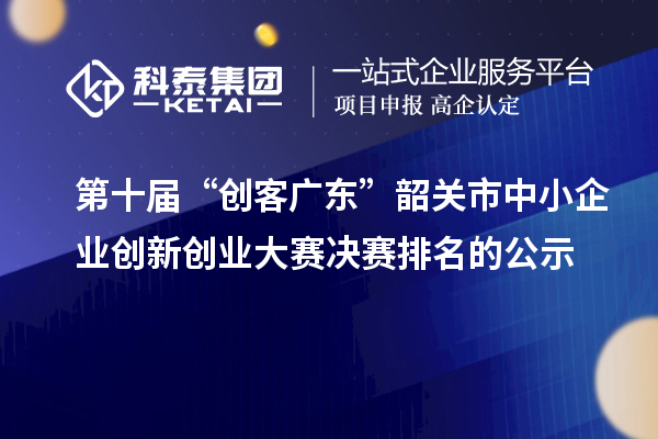 第十届“创客广东”韶关市中小企业创新创业大赛决赛排名的公示