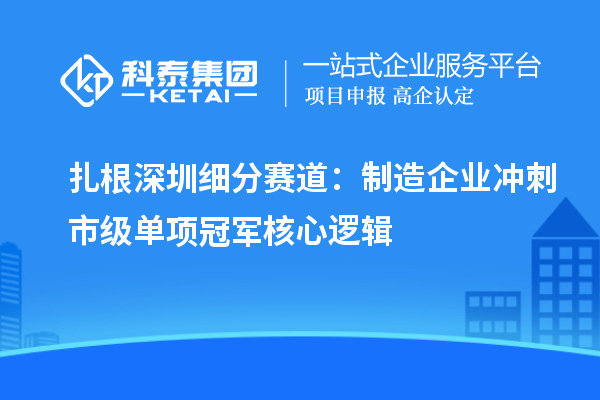扎根深圳细分赛道：制造企业冲刺市级单项冠军核心逻辑