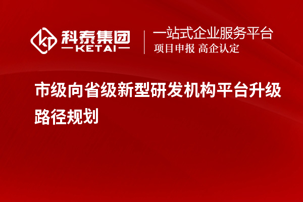 市级向省级新型研发机构平台升级路径规划