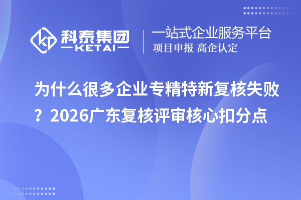 为什么很多企业专精特新复核失败？2026广东复核评审核心扣分点