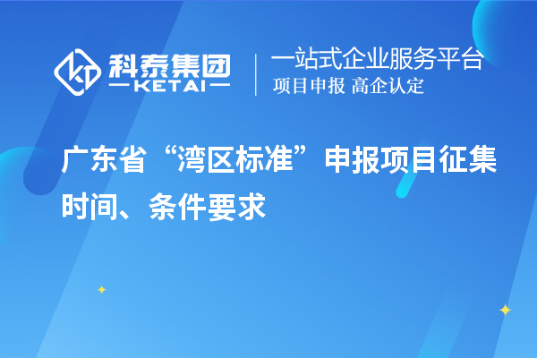 广东省“湾区标准”申报项目征集时间、条件要求