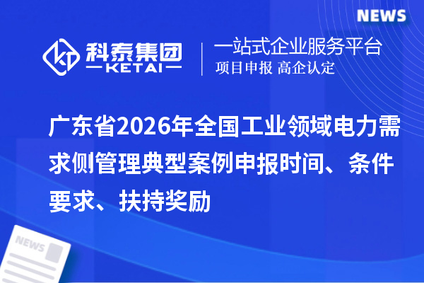 广东省2026年全国工业领域电力需求侧管理典型案例申报时间、条件要求、扶持奖励