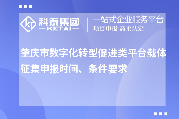 肇庆市数字化转型促进类平台载体征集申报时间、条件要求